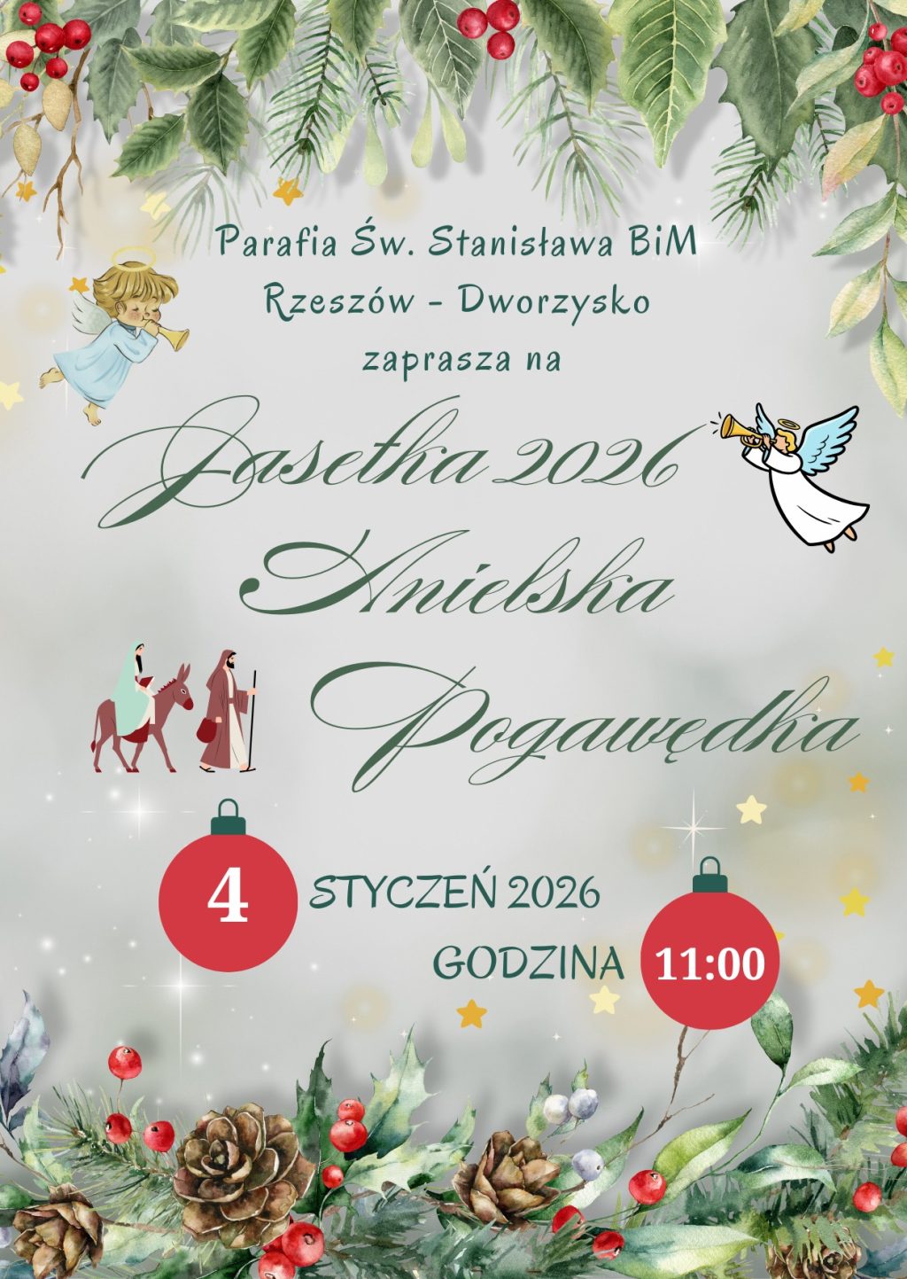 Już w najbliższą niedzielę 4 stycznia w naszym kościele Jasełka – „Anielska pogawędka” Zapraszamy serdecznie